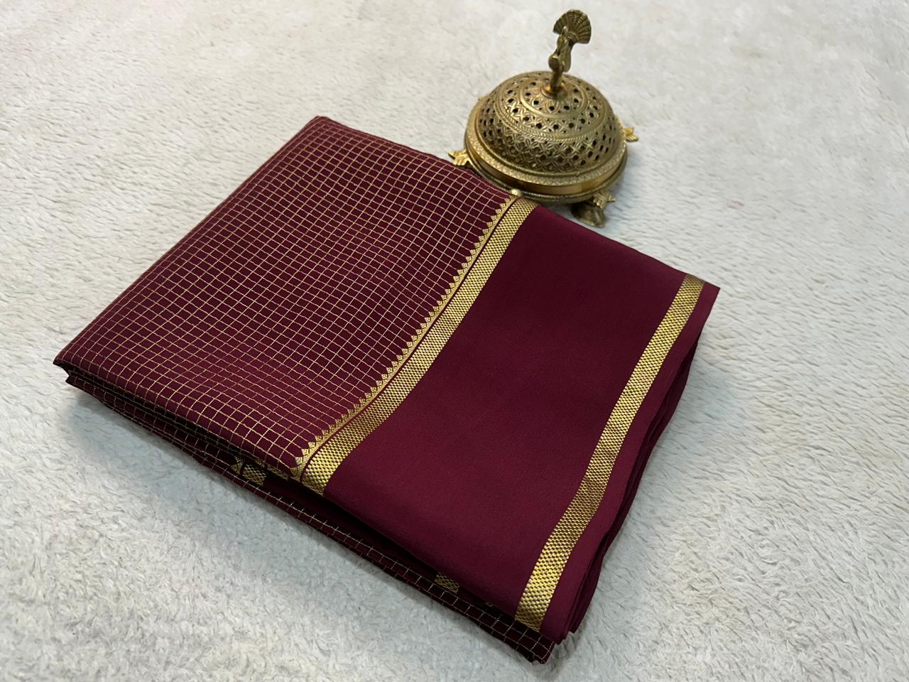 Pure mysore crepe silk checked saree