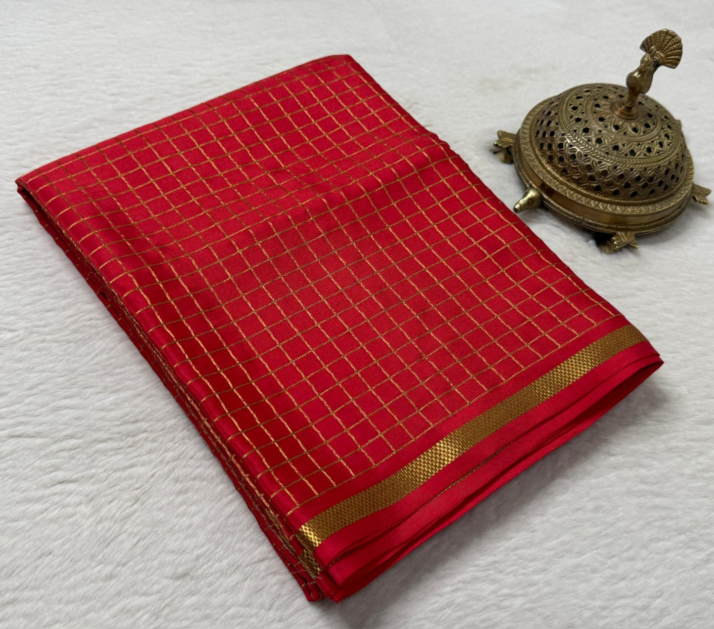 Pure mysore crepe silk checked saree