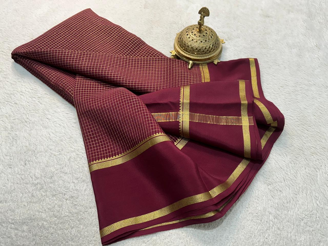 Pure mysore crepe silk checked saree