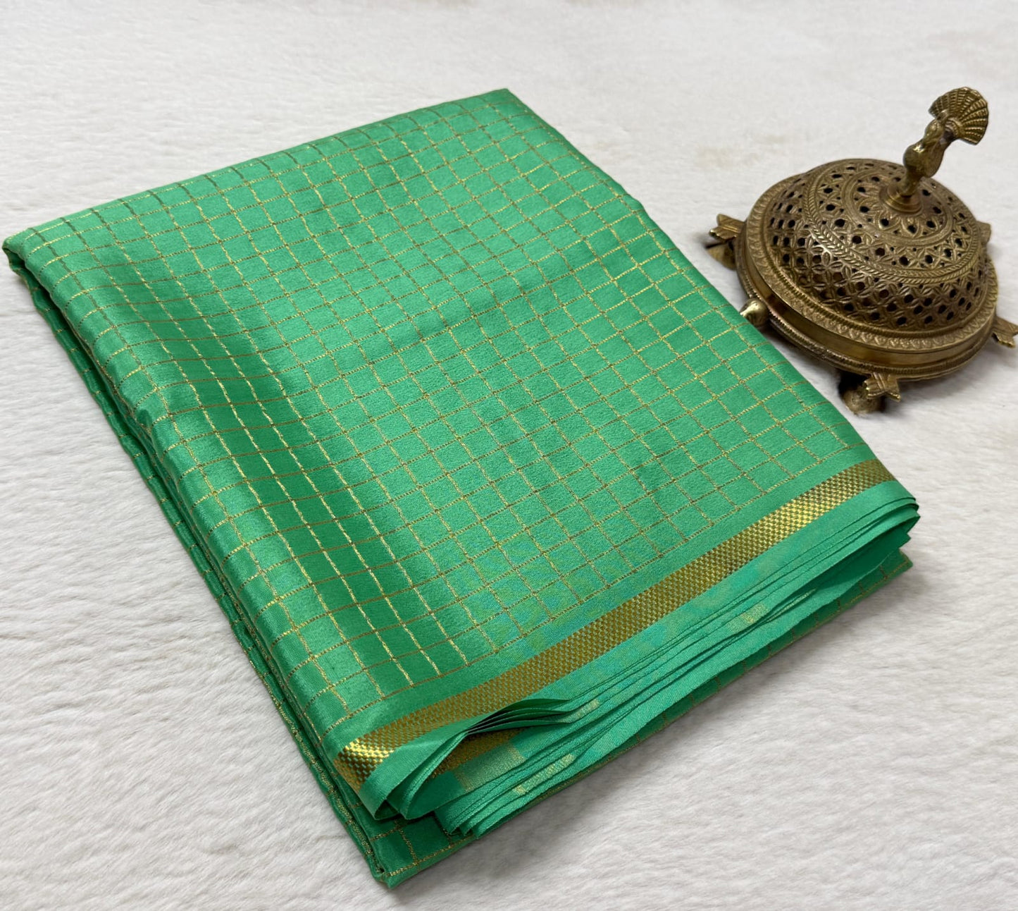 Pure mysore crepe silk checked saree