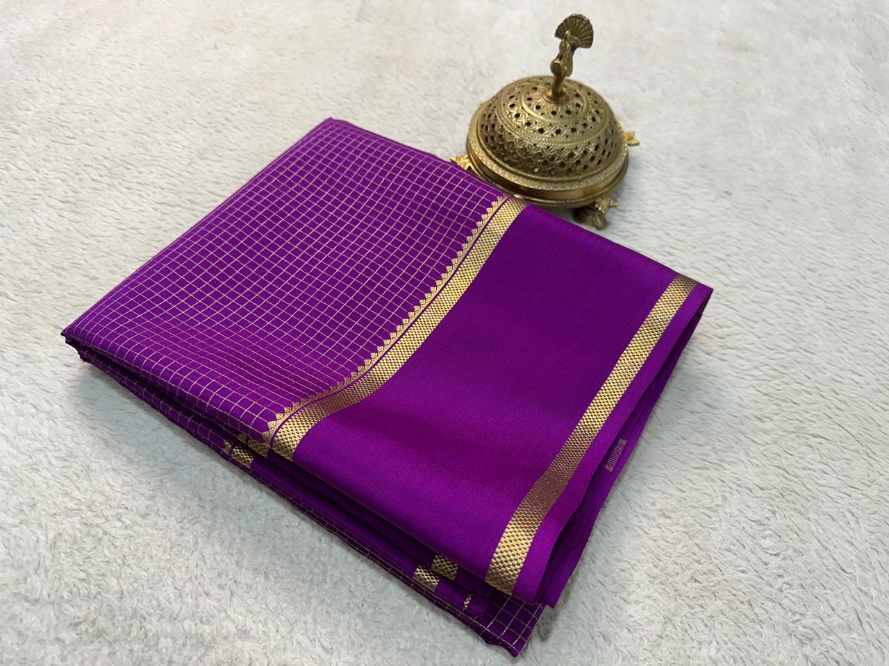 Pure mysore crepe silk checked saree