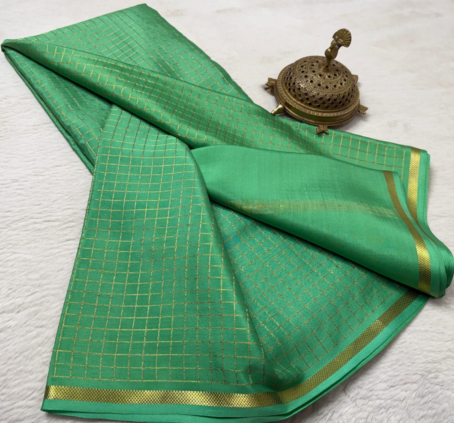 Pure mysore crepe silk checked saree