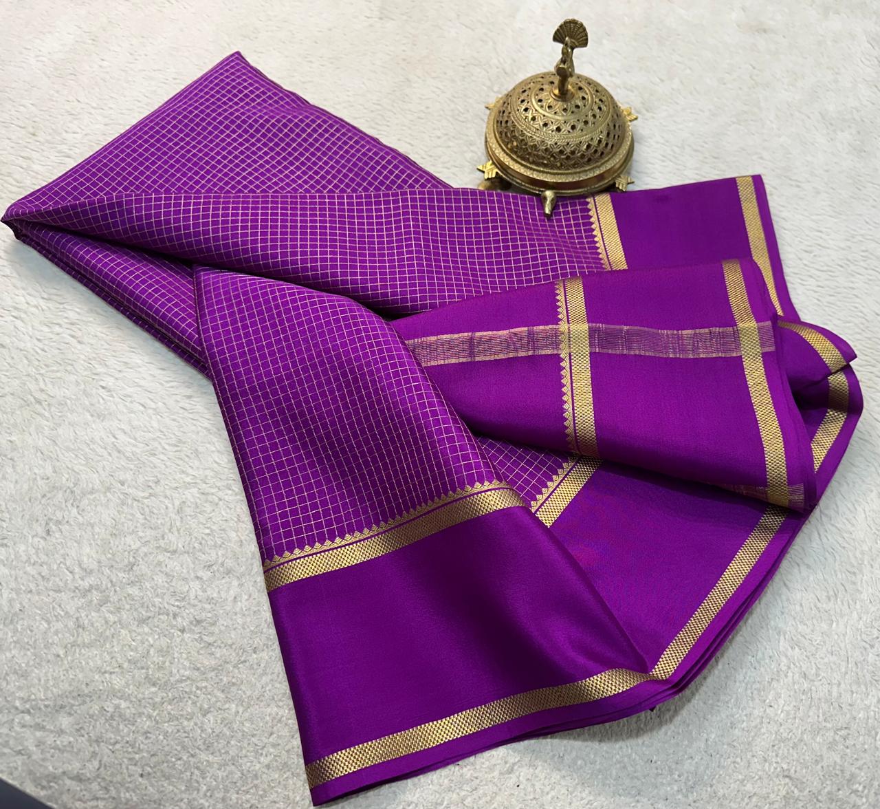 Pure mysore crepe silk checked saree