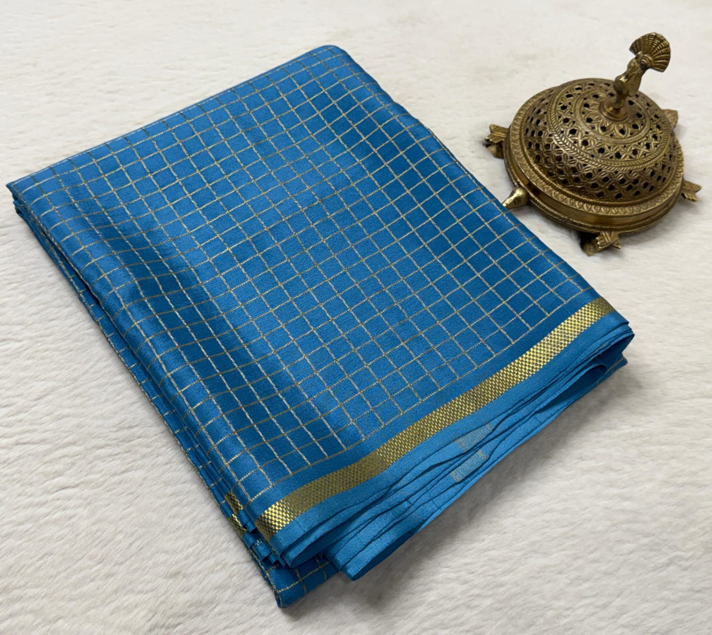 Pure mysore crepe silk checked saree