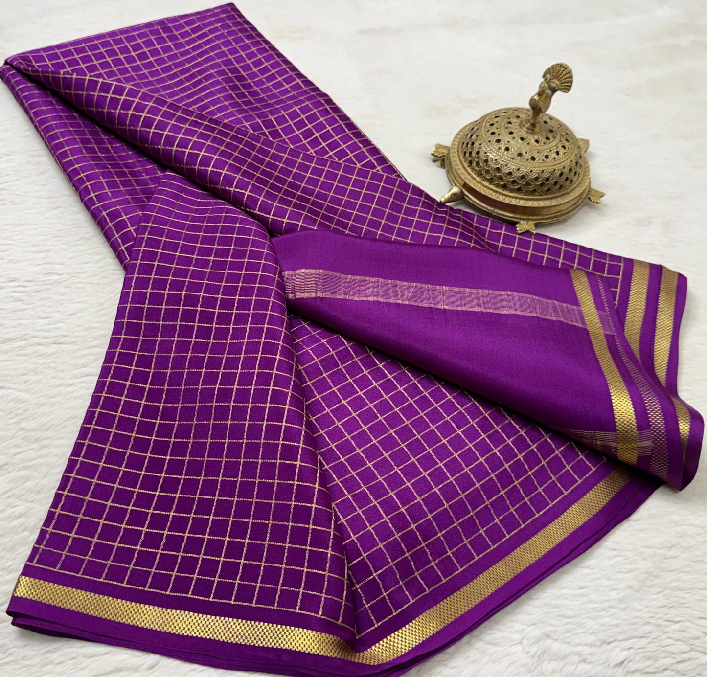 Pure mysore crepe silk checked saree