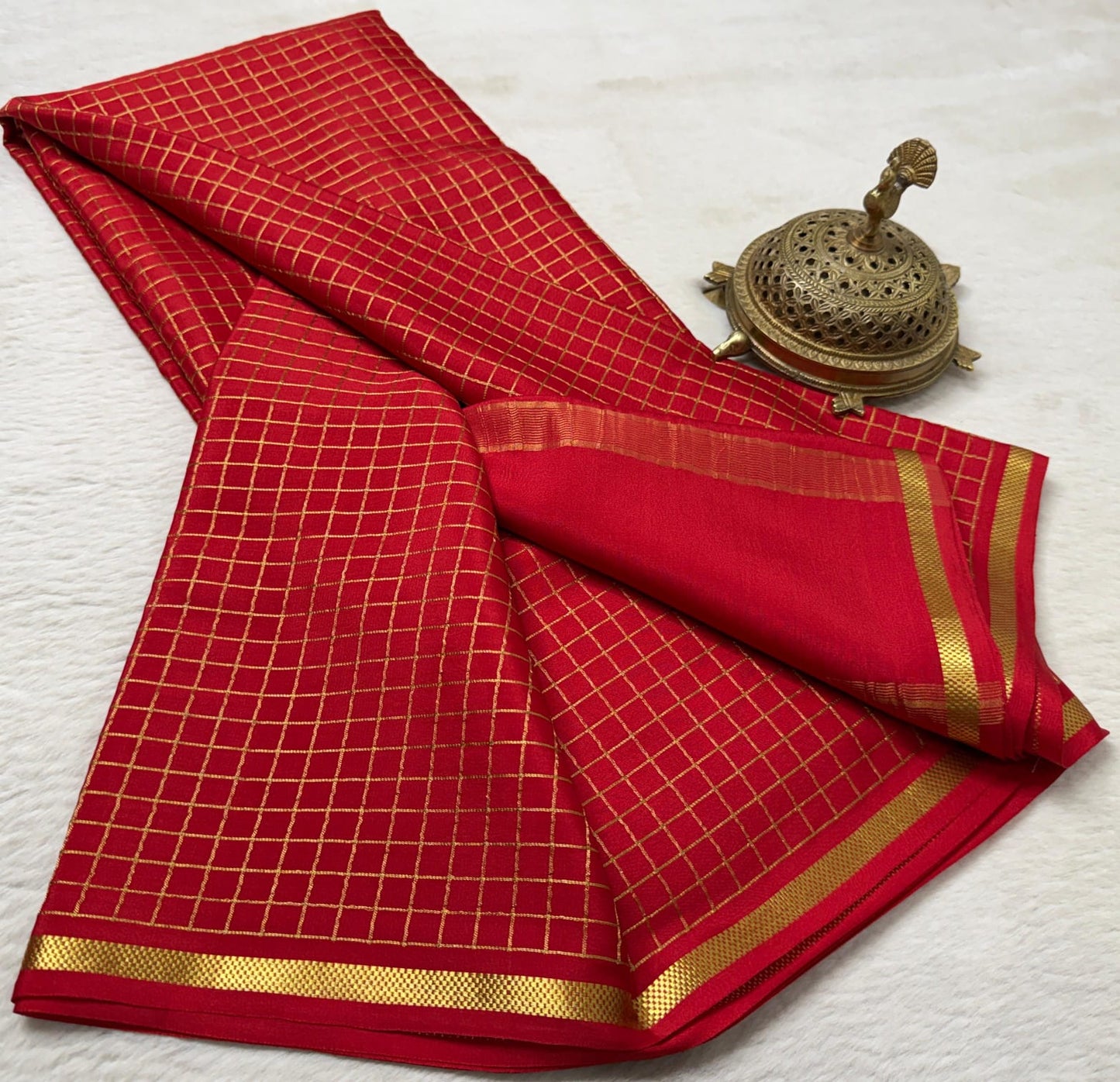 Pure mysore crepe silk checked saree