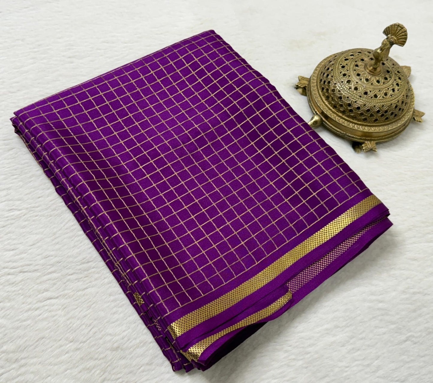 Pure mysore crepe silk checked saree