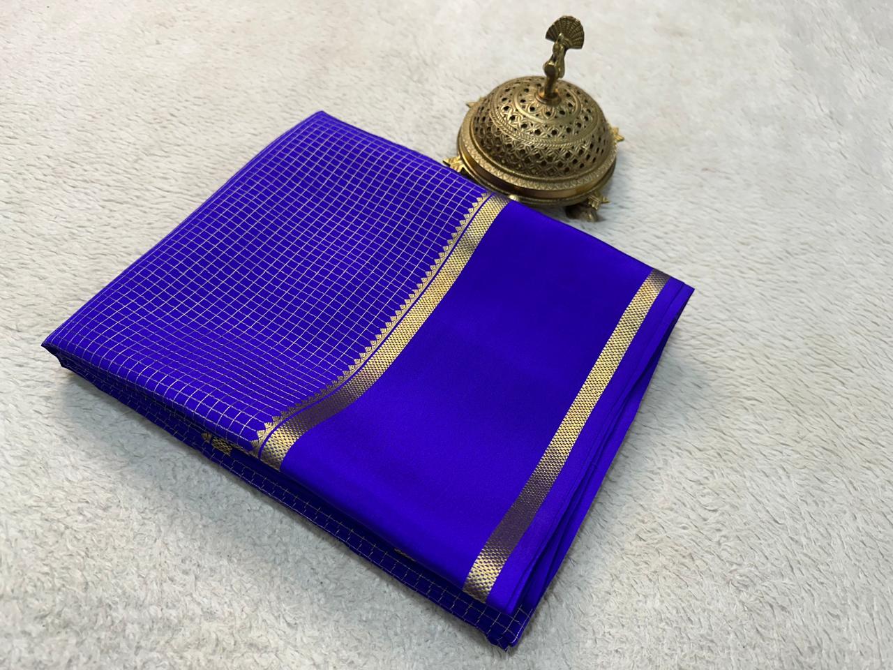 Pure mysore crepe silk checked saree
