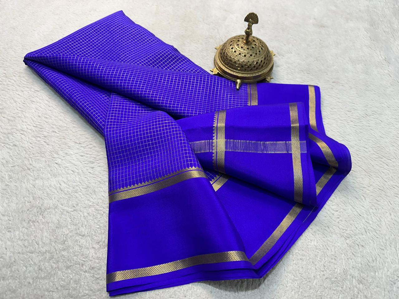 Pure mysore crepe silk checked saree