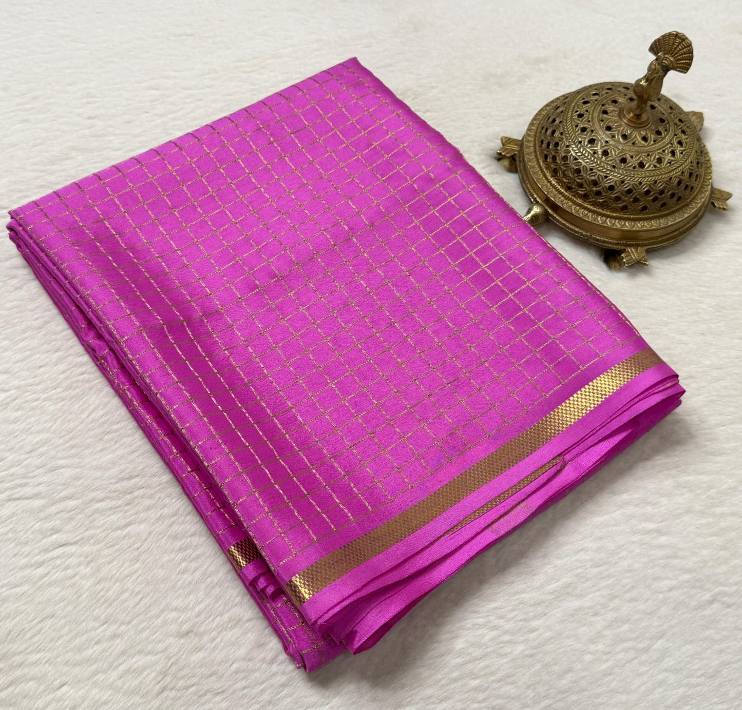 Pure mysore crepe silk checked saree