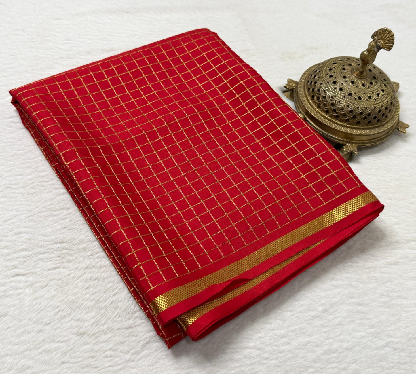 Pure mysore crepe silk checked saree