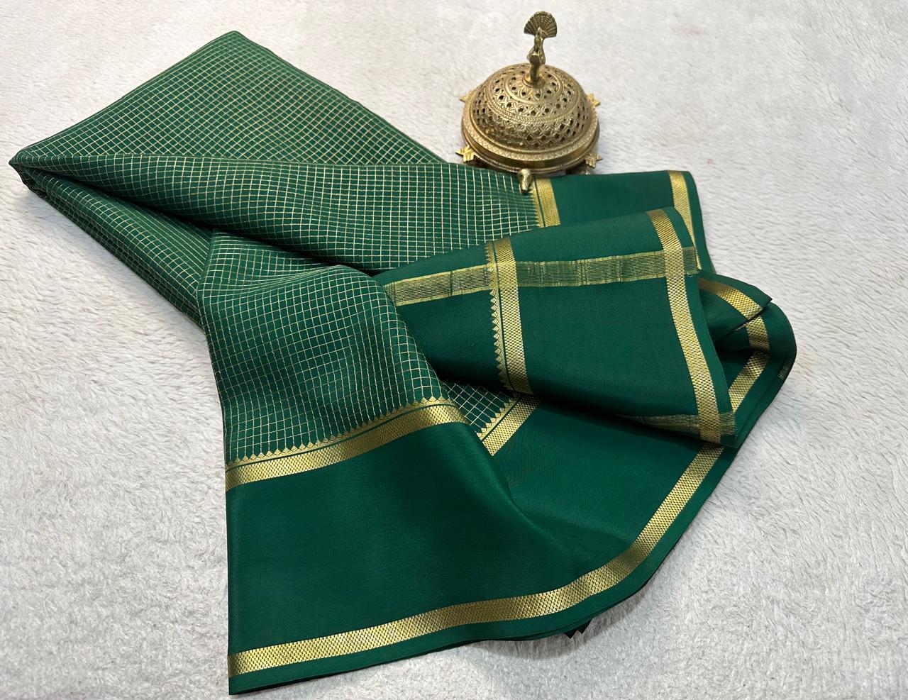 Pure mysore crepe silk checked saree