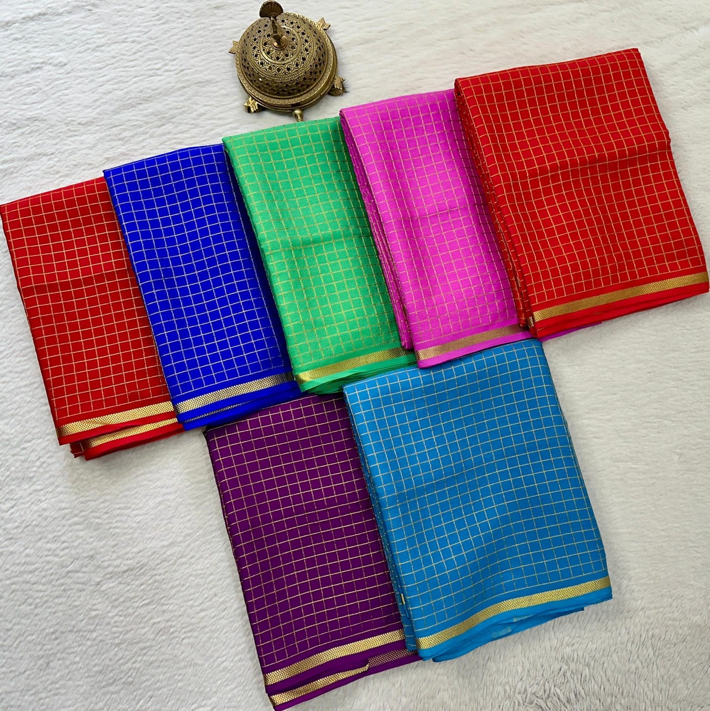 Pure mysore crepe silk checked saree