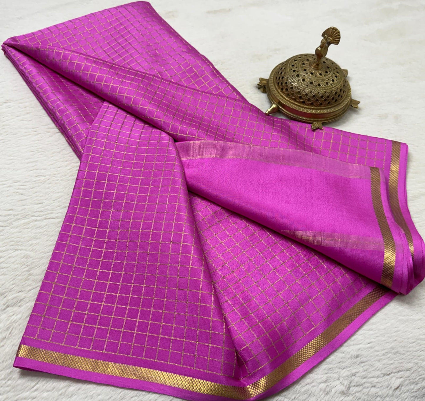 Pure mysore crepe silk checked saree
