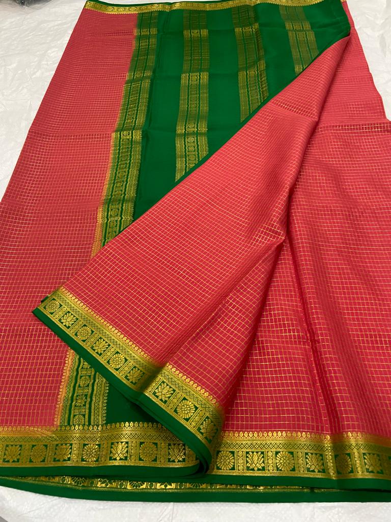 Printed pure mysore crepe silk saree – www.vannamayil.com