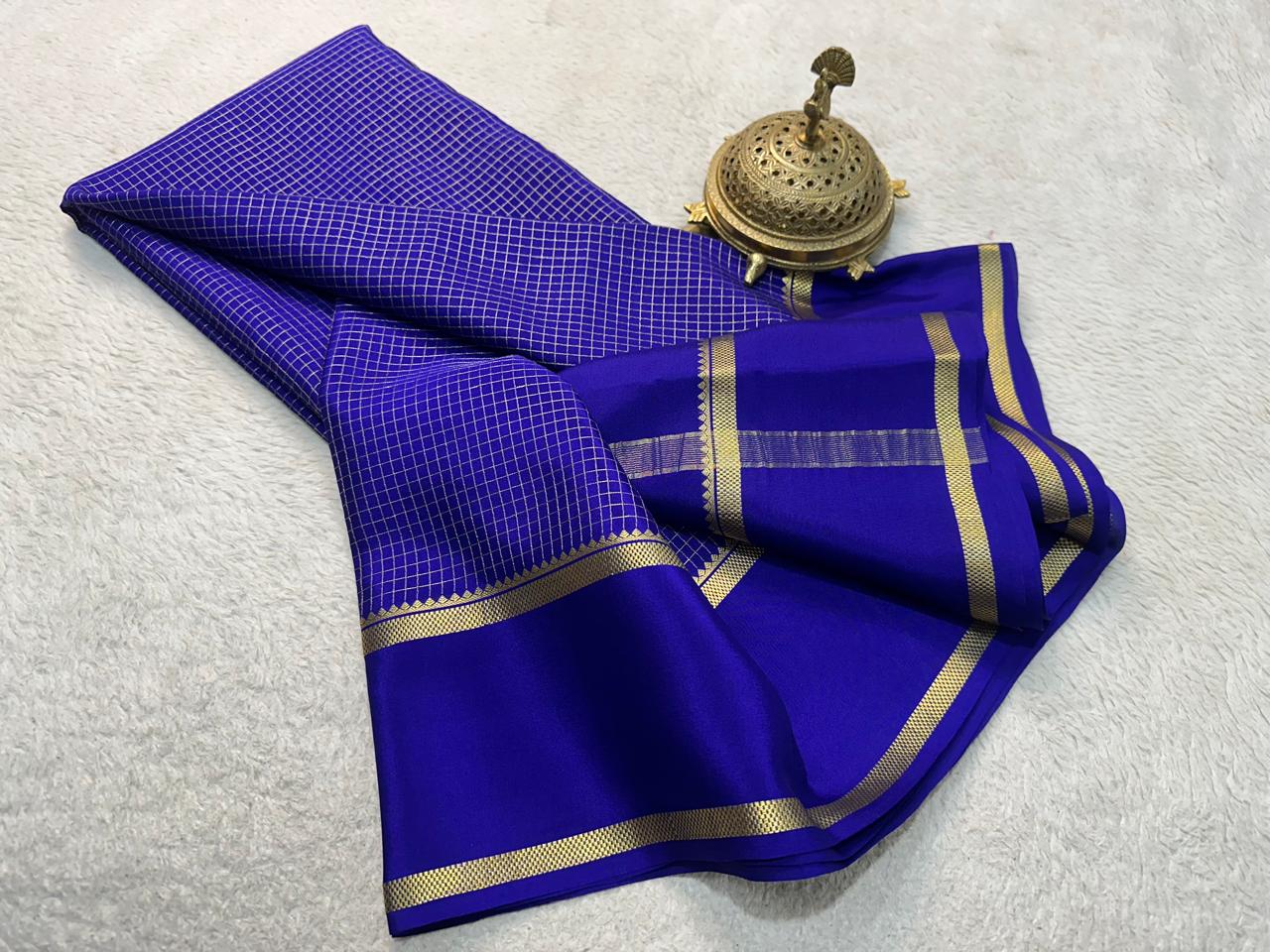Pure mysore crepe silk checked saree