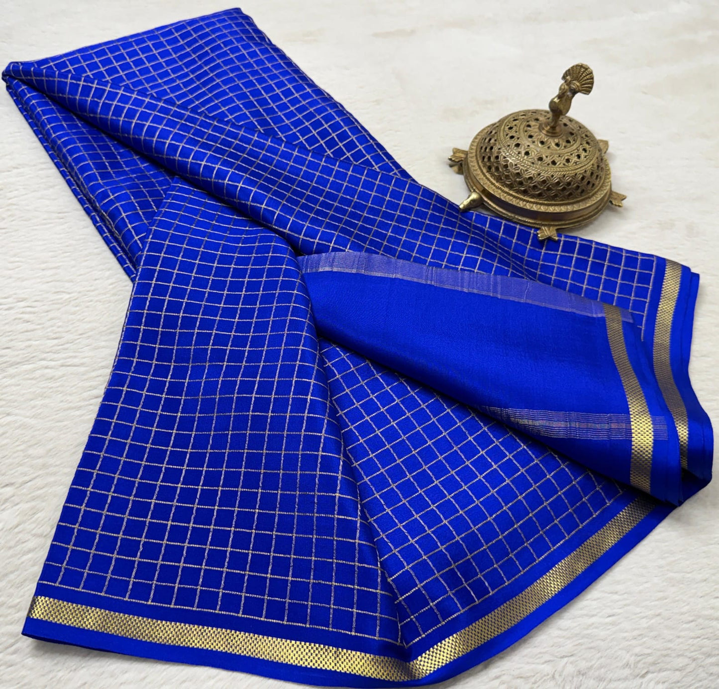 Pure mysore crepe silk checked saree