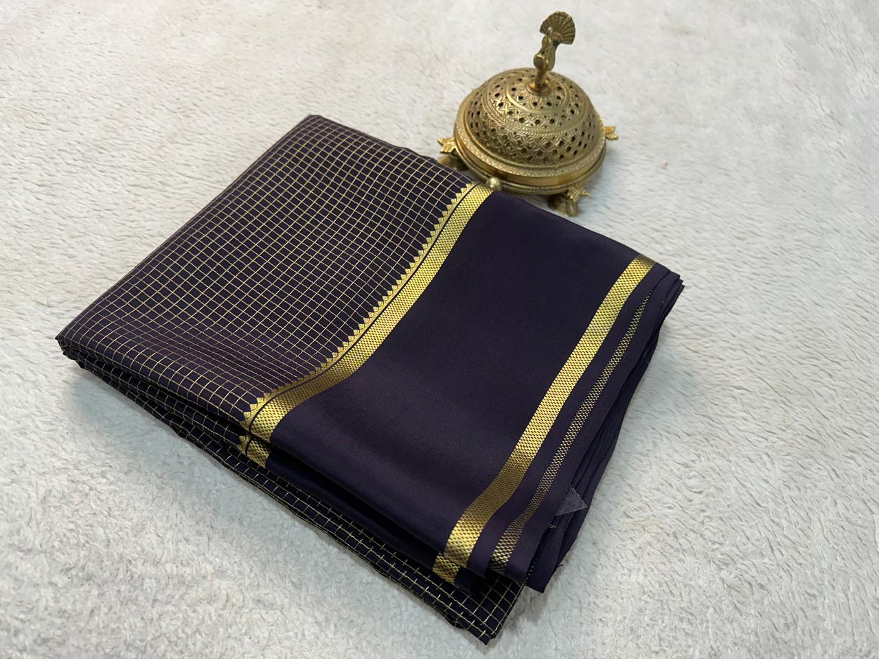 Pure mysore crepe silk checked saree