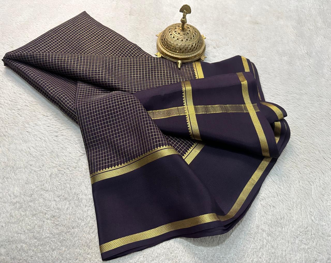 Pure mysore crepe silk checked saree