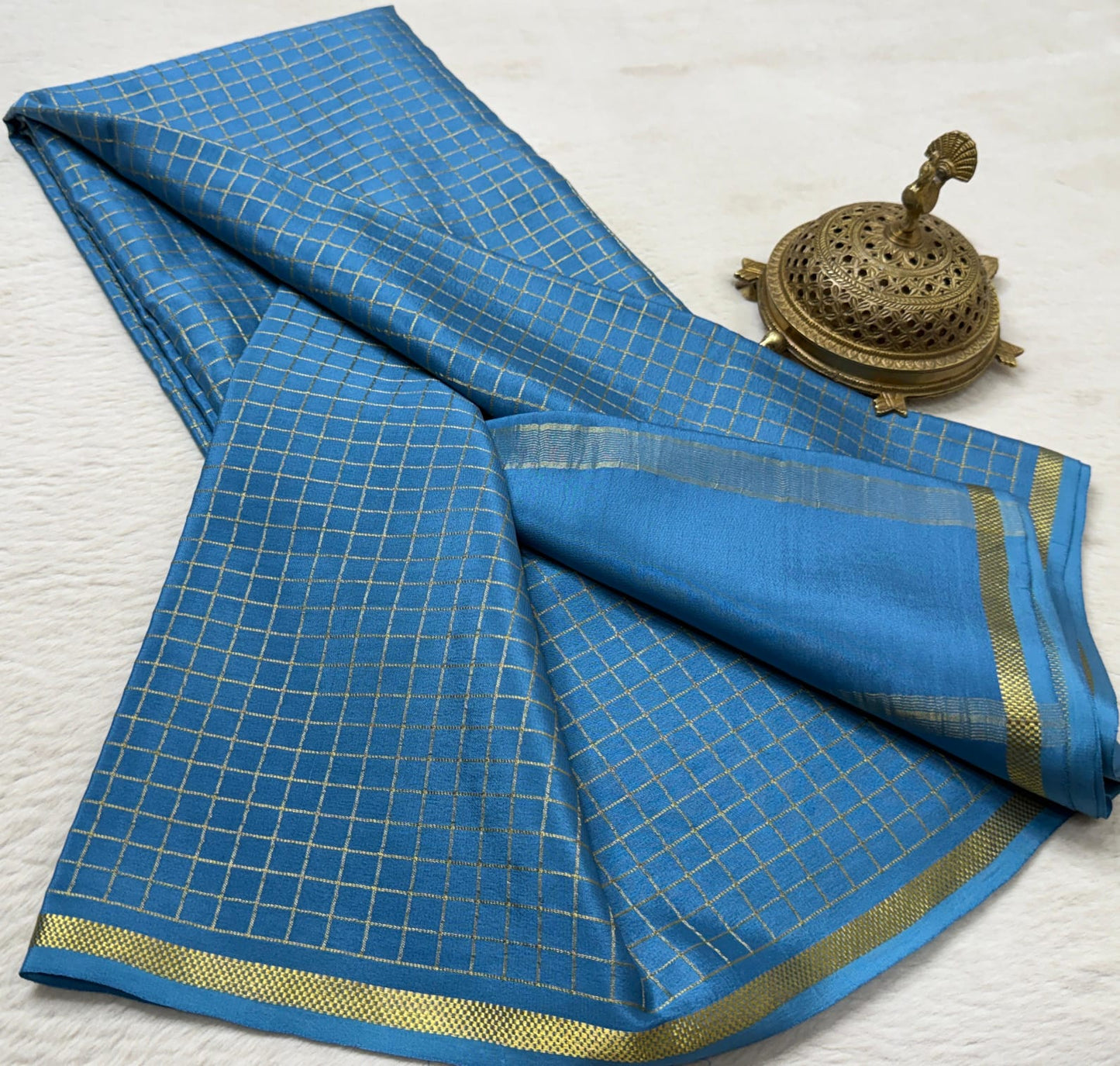 Pure mysore crepe silk checked saree
