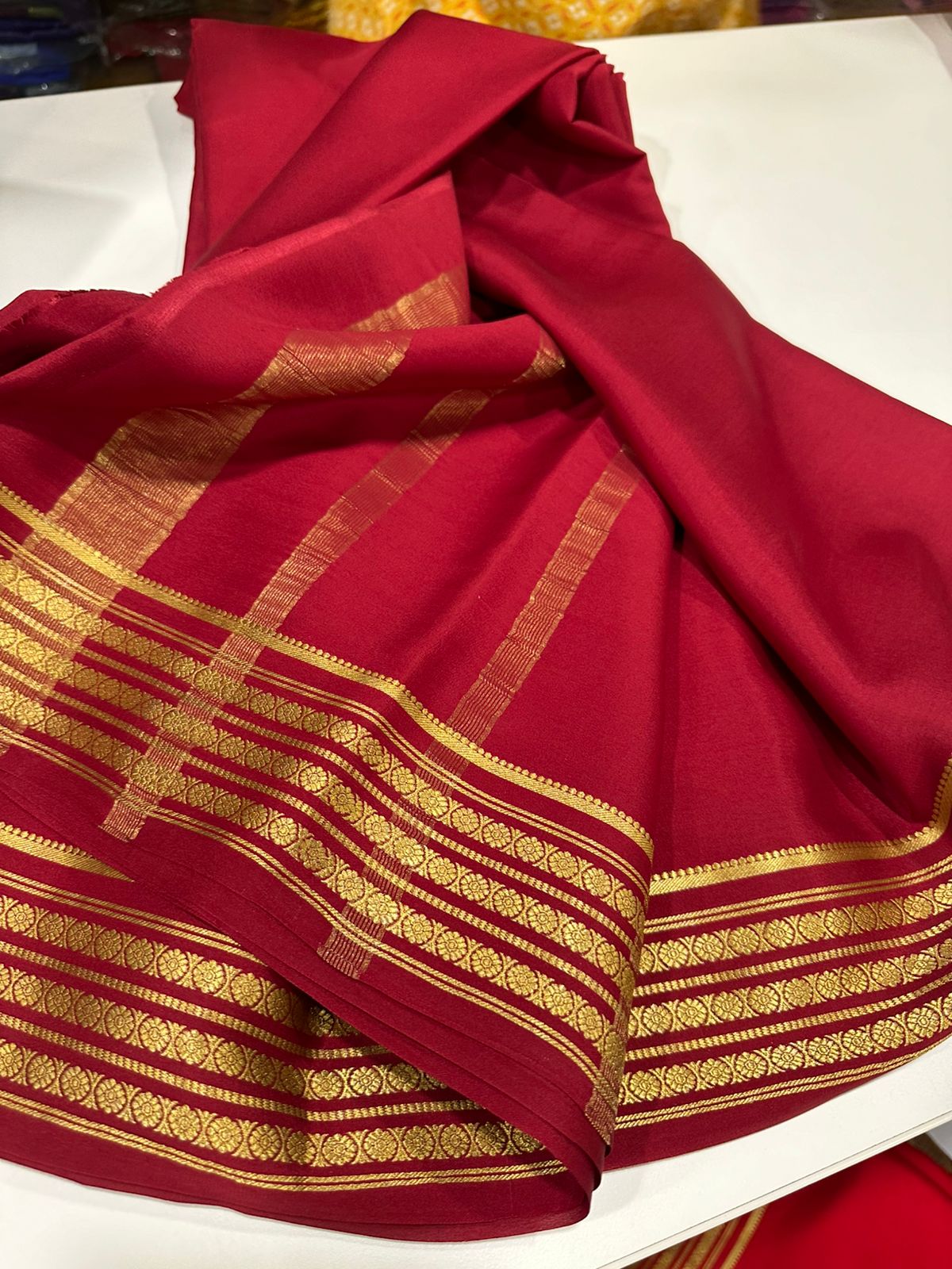 Pure mysore silk solid color saree