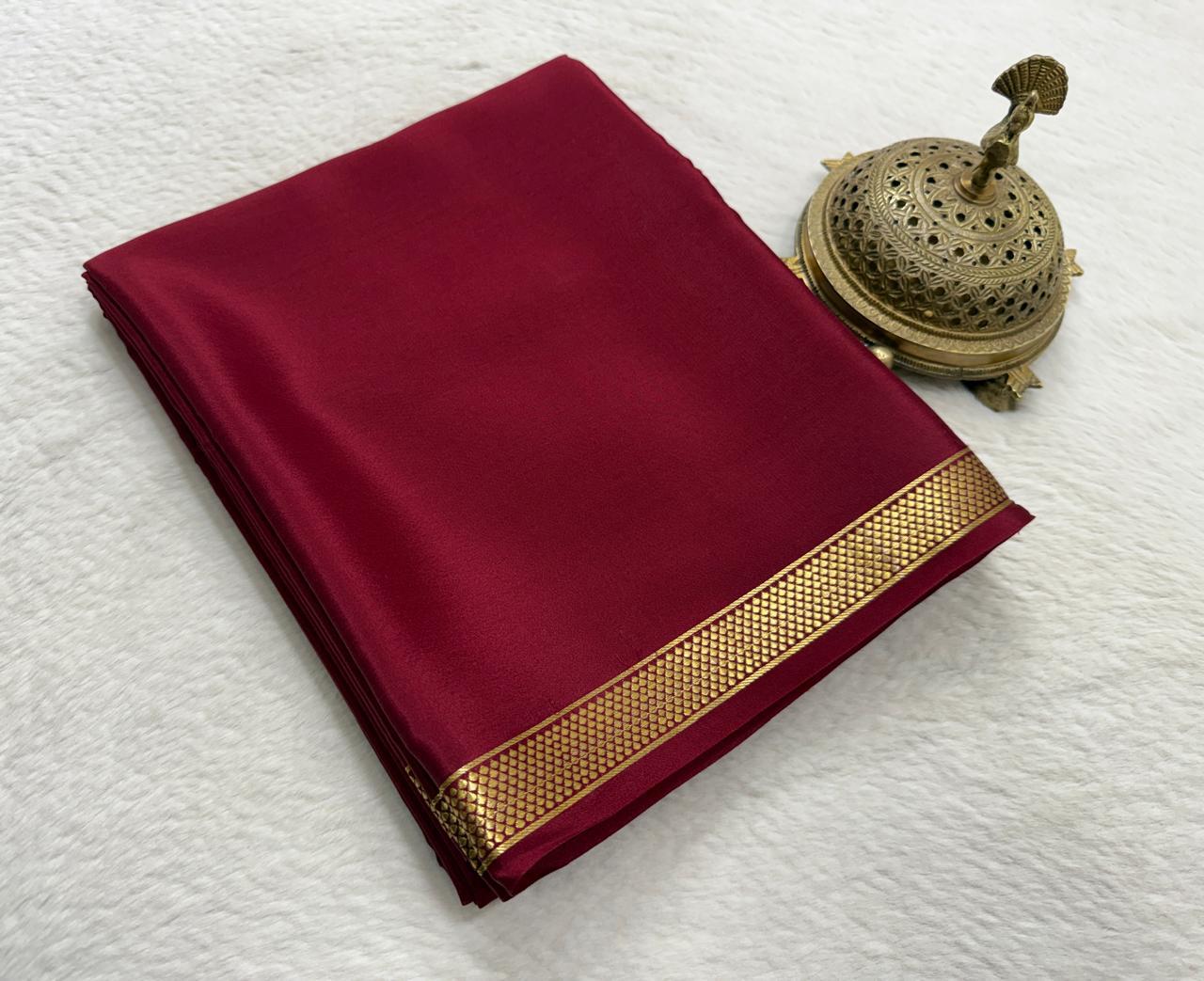 Pure Mysore Crepe Silk Small Border Saree
