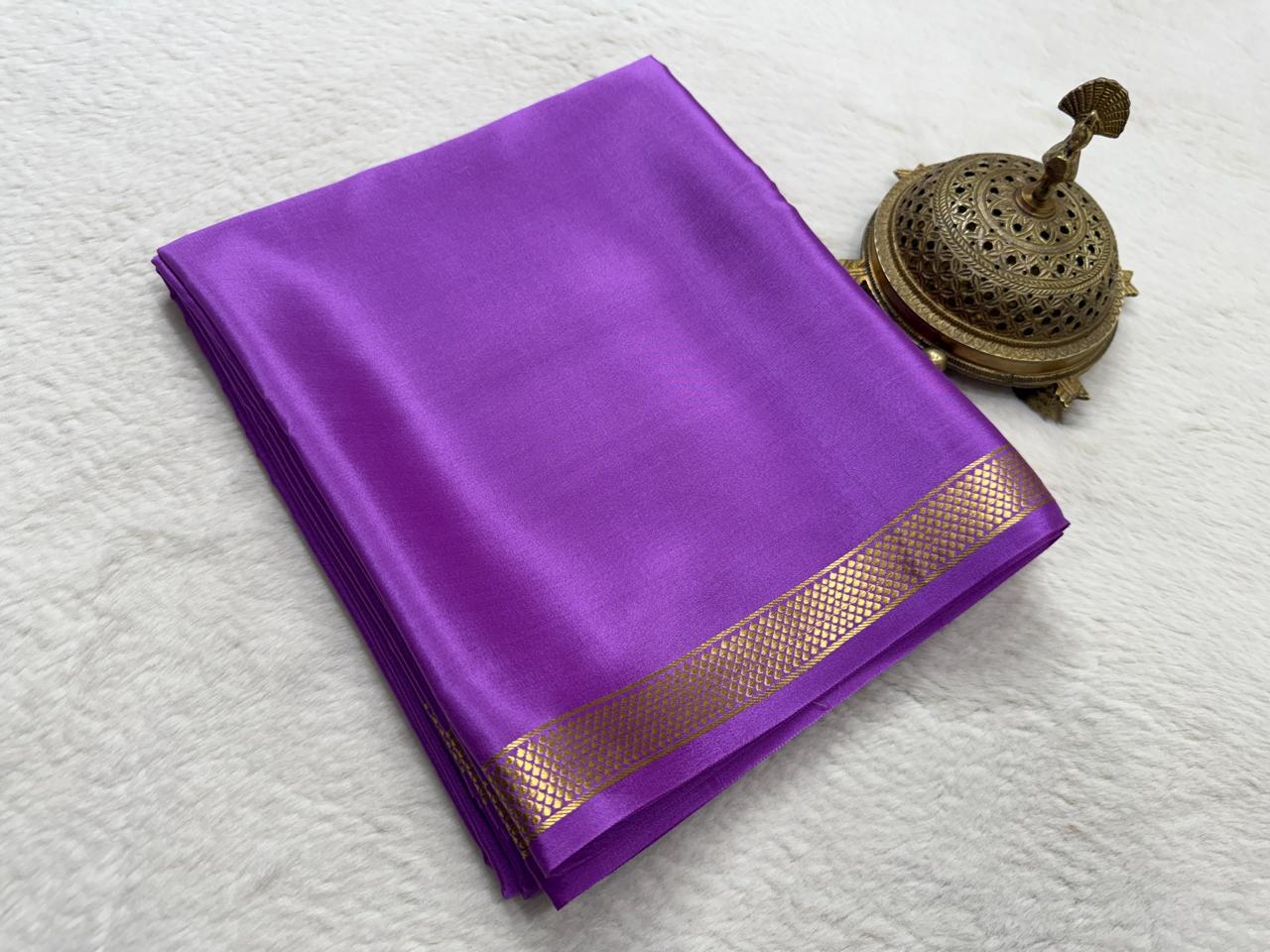 Pure Mysore Crepe Silk Small Border Saree
