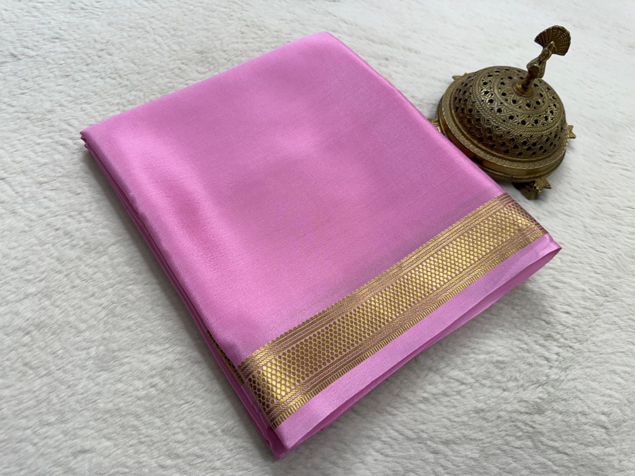 Pure Mysore Crepe Silk Small Border Saree