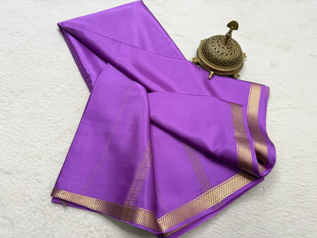 Pure Mysore Crepe Silk Small Border Saree