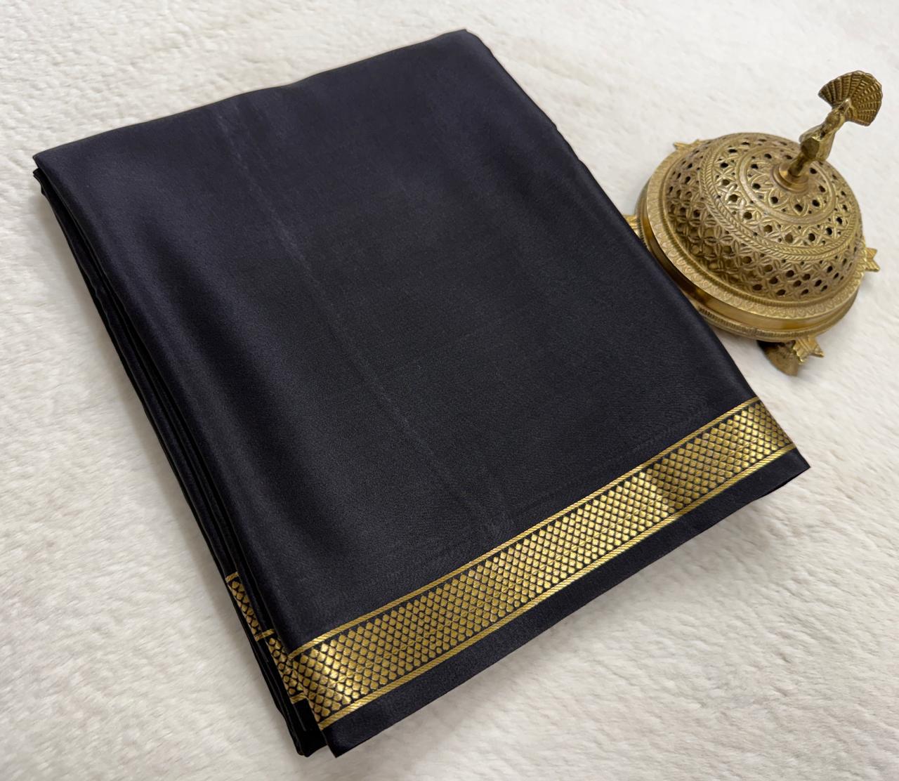 Pure Mysore Crepe Silk Small Border Saree