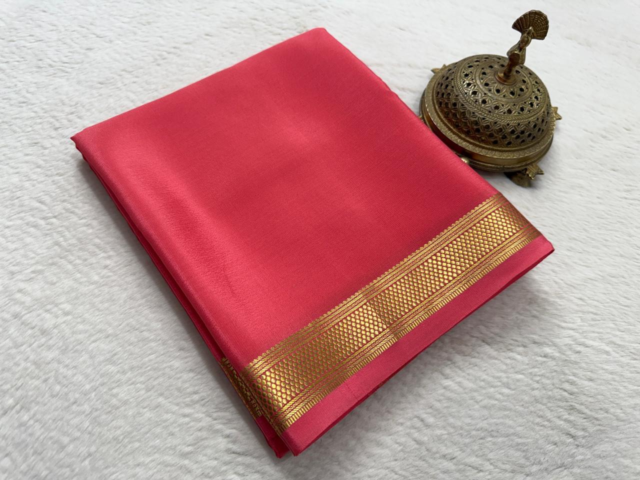 Pure Mysore Crepe Silk Small Border Saree