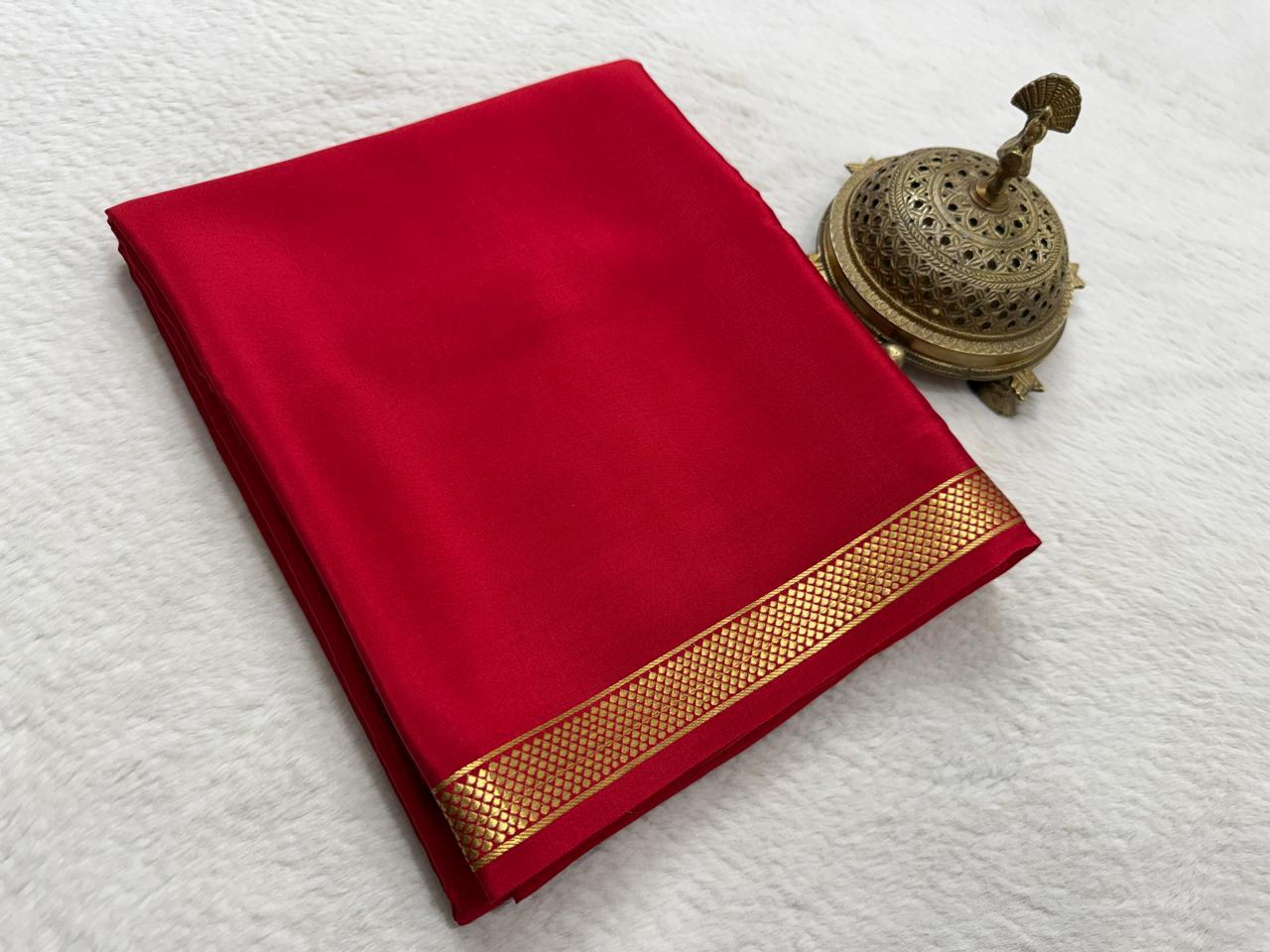 Pure Mysore Crepe Silk Small Border Saree