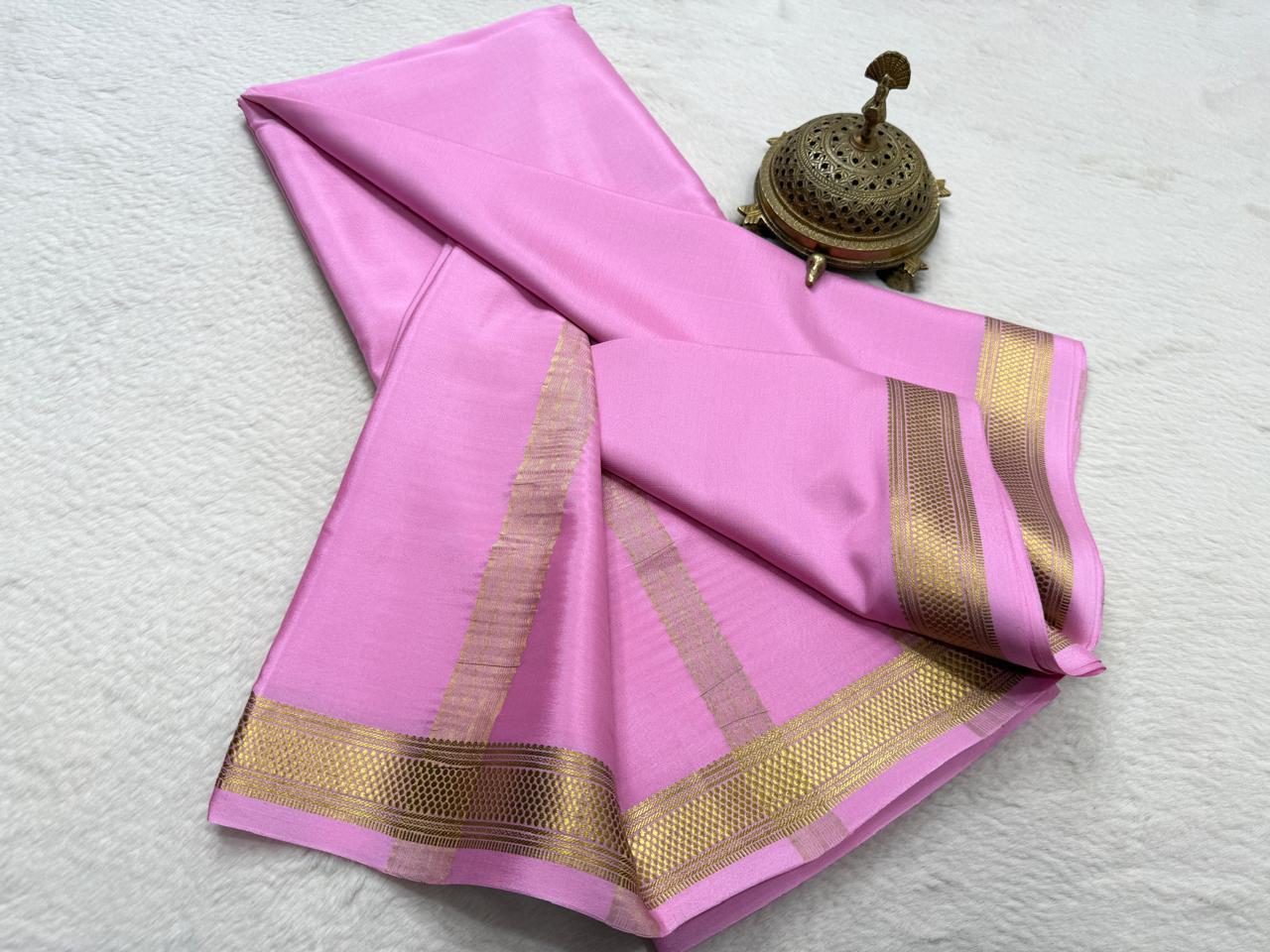 Pure Mysore Crepe Silk Small Border Saree