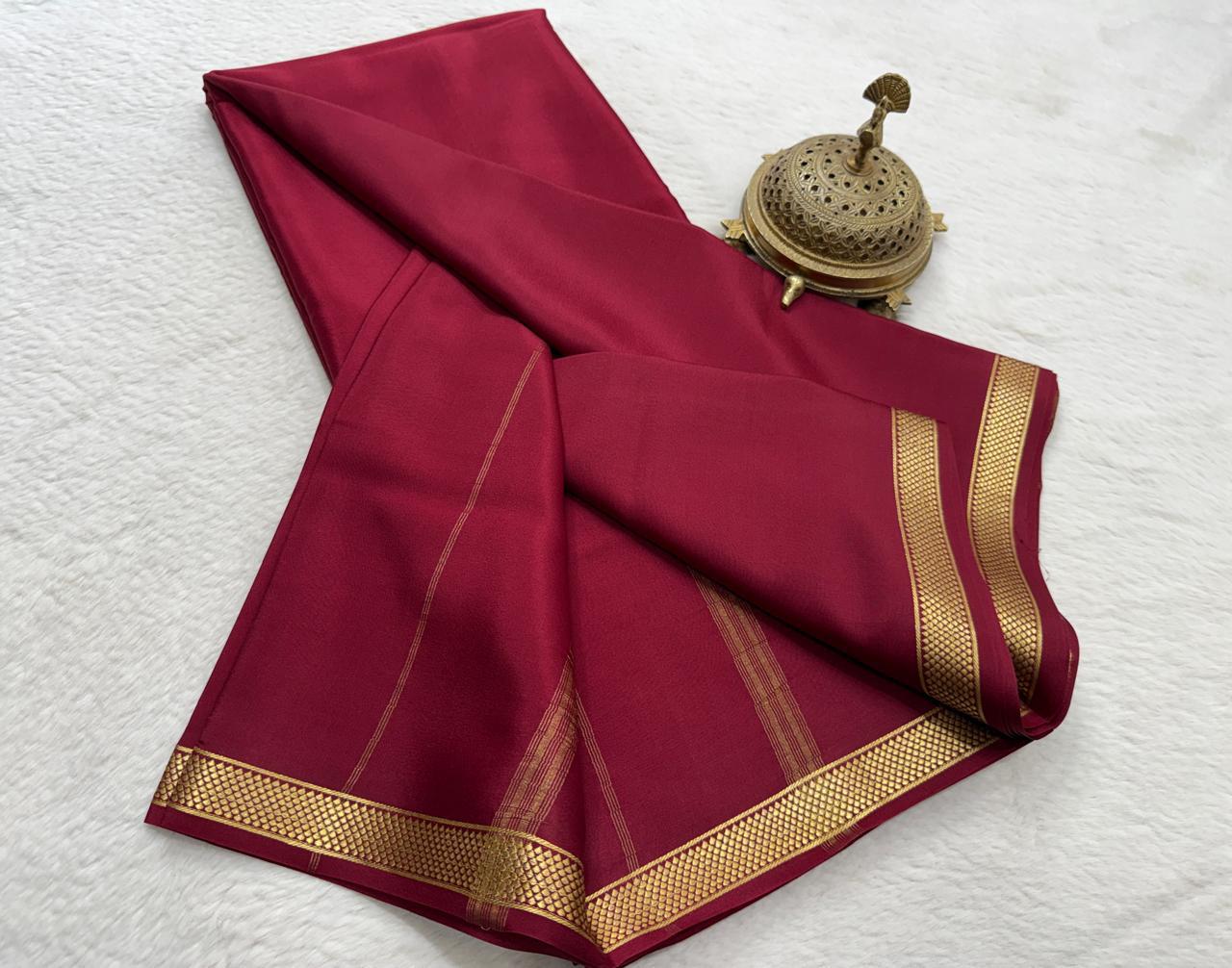 Pure Mysore Crepe Silk Small Border Saree