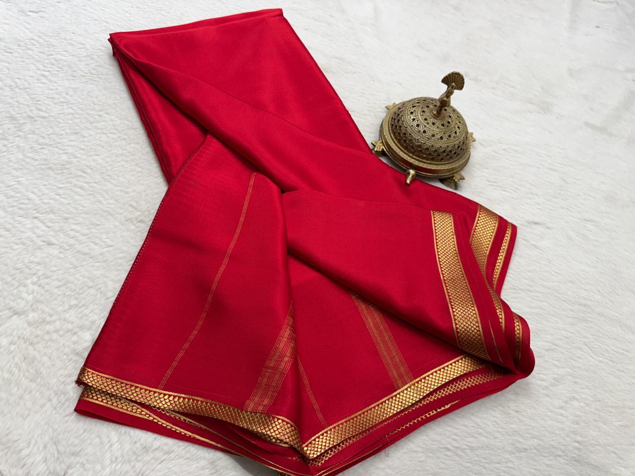Pure Mysore Crepe Silk Small Border Saree