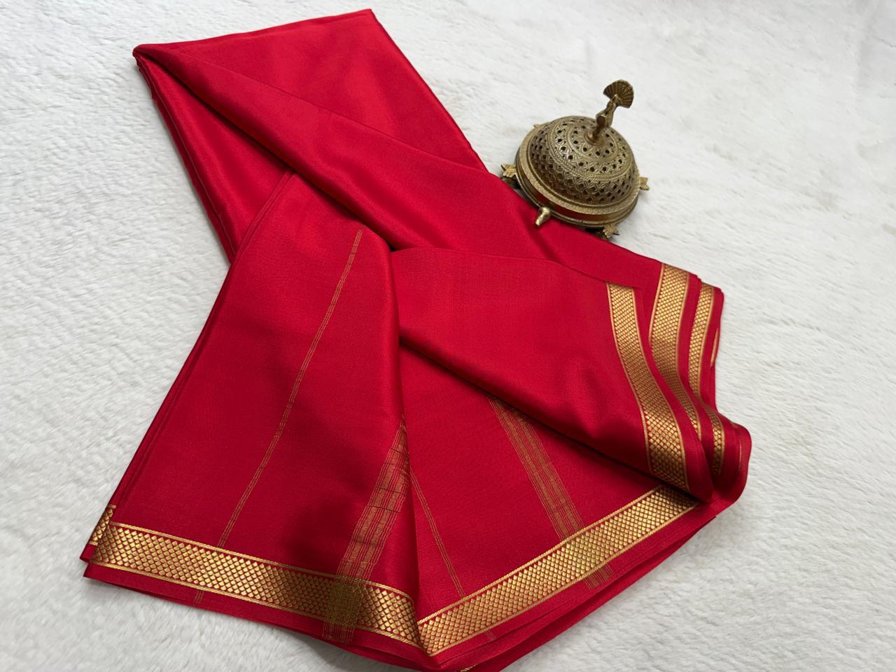 Pure Mysore Crepe Silk Small Border Saree