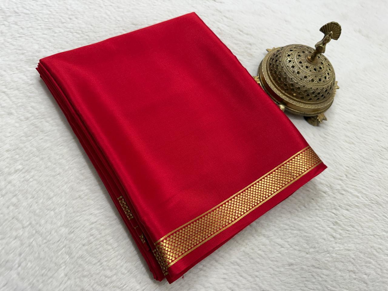 Pure Mysore Crepe Silk Small Border Saree