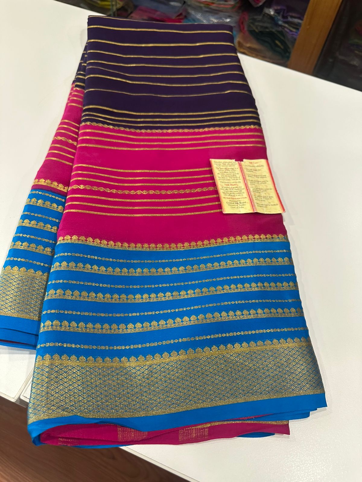 Pure mysore silk 120 gram zari lined saree