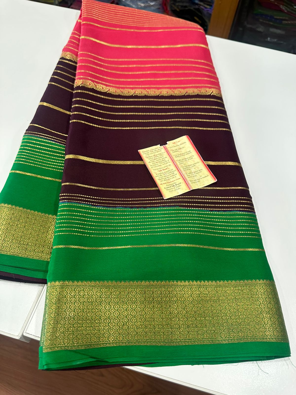 Pure mysore silk 120 gram zari lined saree