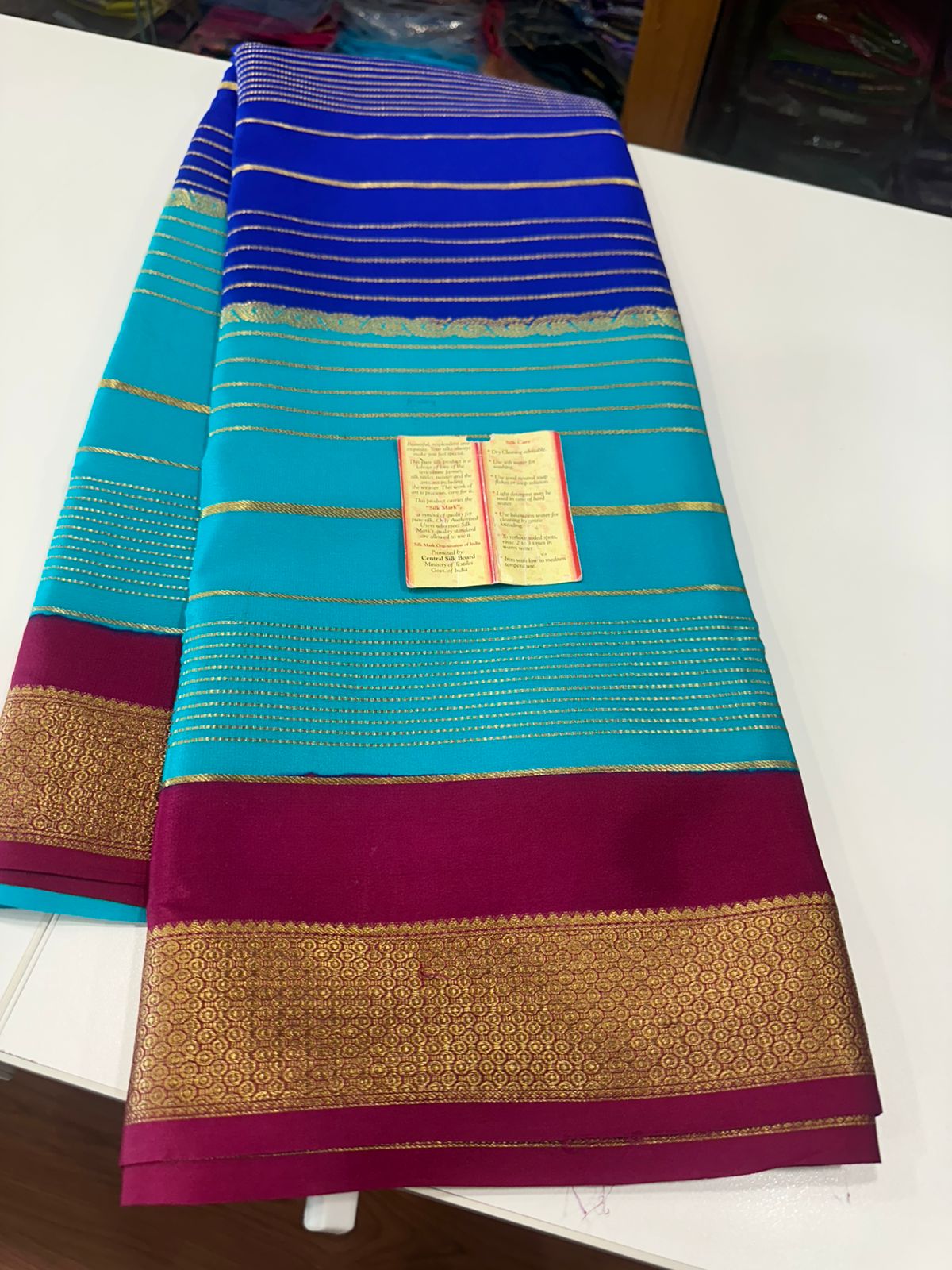 Pure mysore silk 120 gram zari lined saree