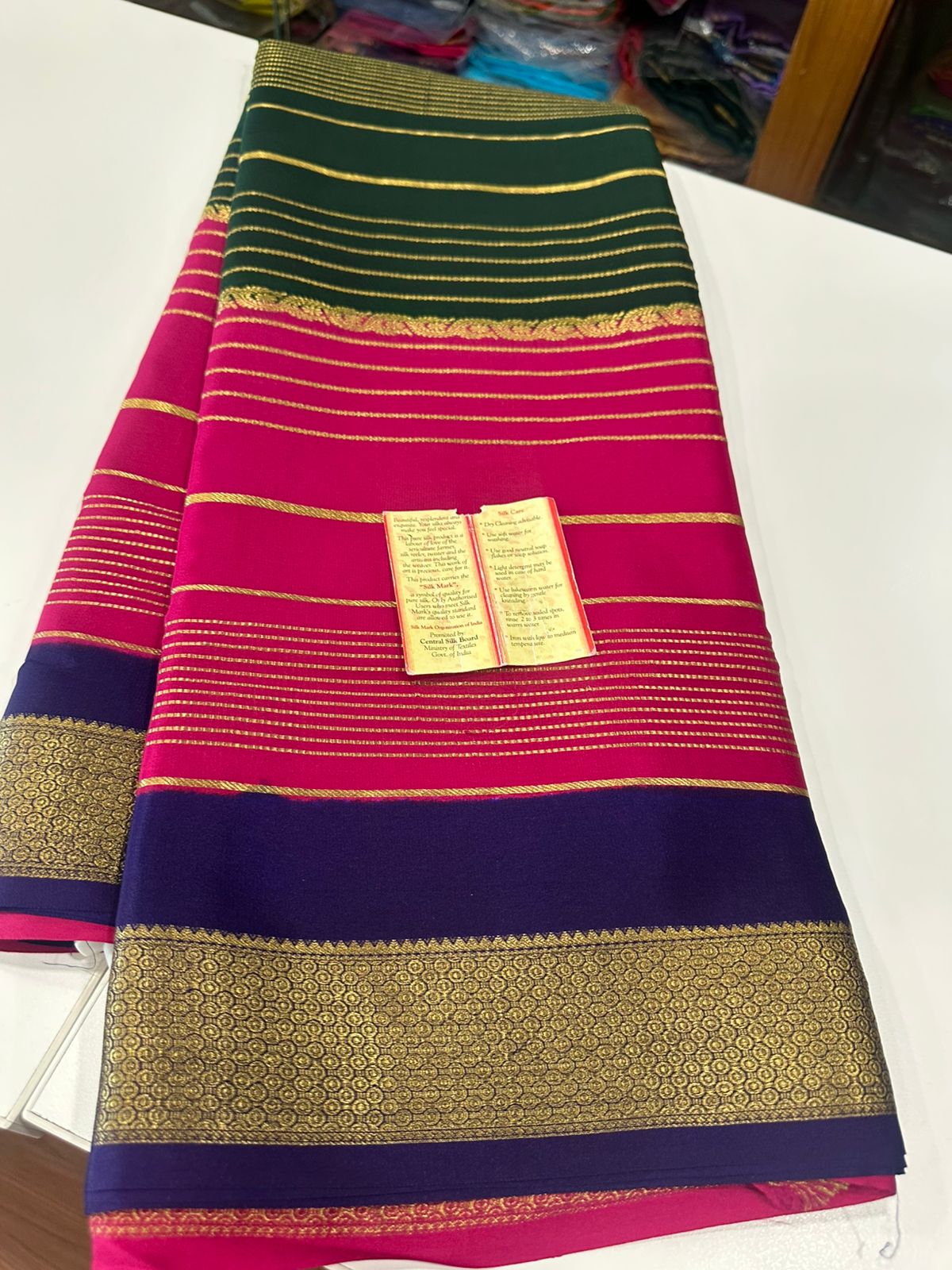 Pure mysore silk 120 gram zari lined saree