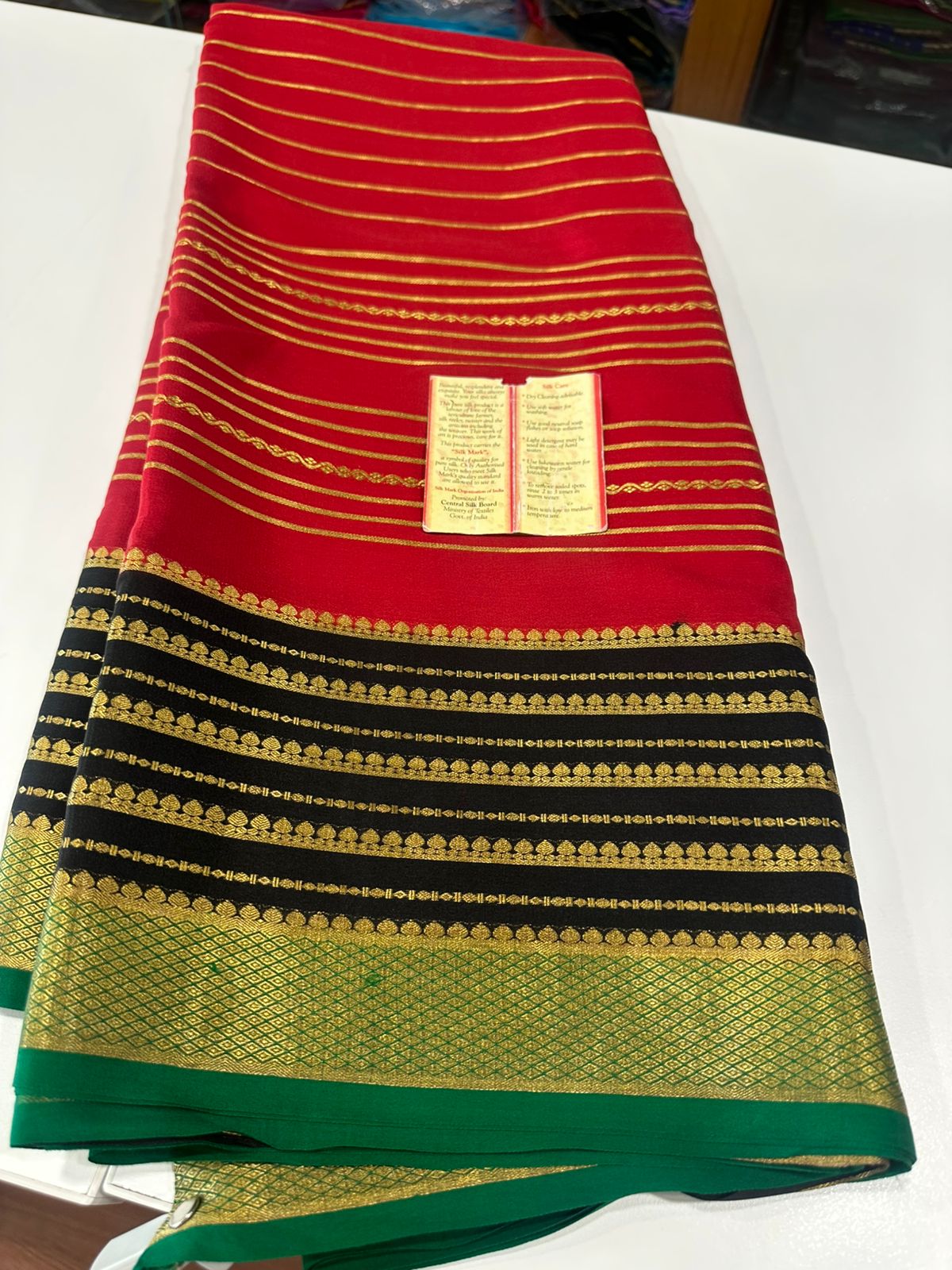 Pure mysore silk 120 gram zari lined saree