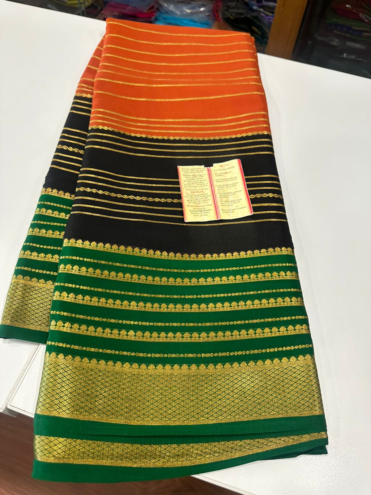 Pure mysore silk 120 gram zari lined saree