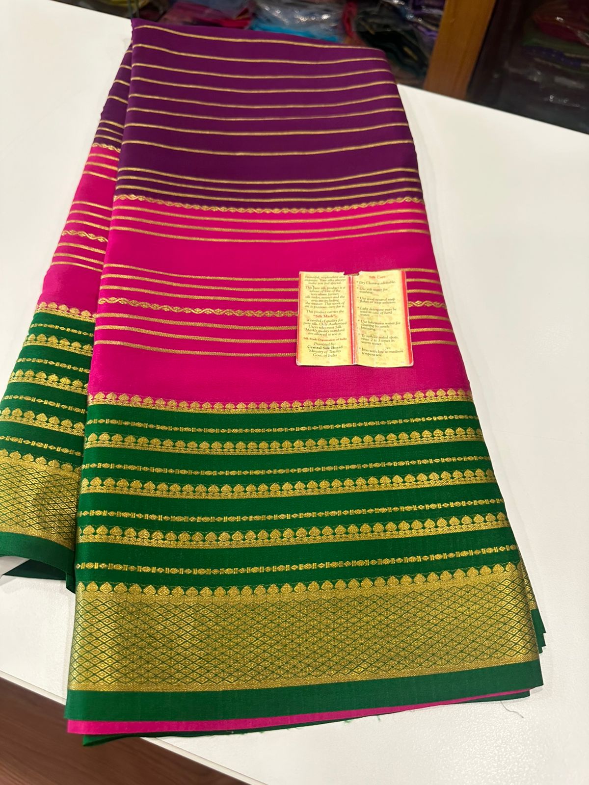 Pure mysore silk 120 gram zari lined saree