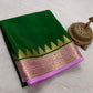 Pure mysore silk 100 gram thickness peacock border saree