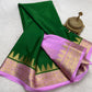 Pure mysore silk 100 gram thickness peacock border saree