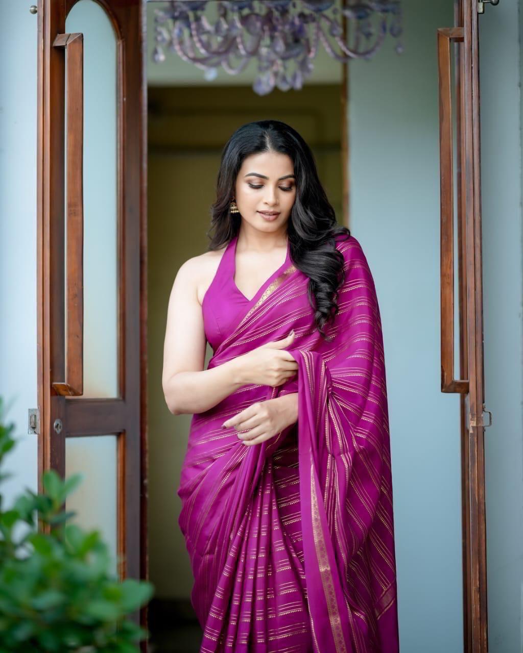 Pure mysore silk 120 gram zari lined saree