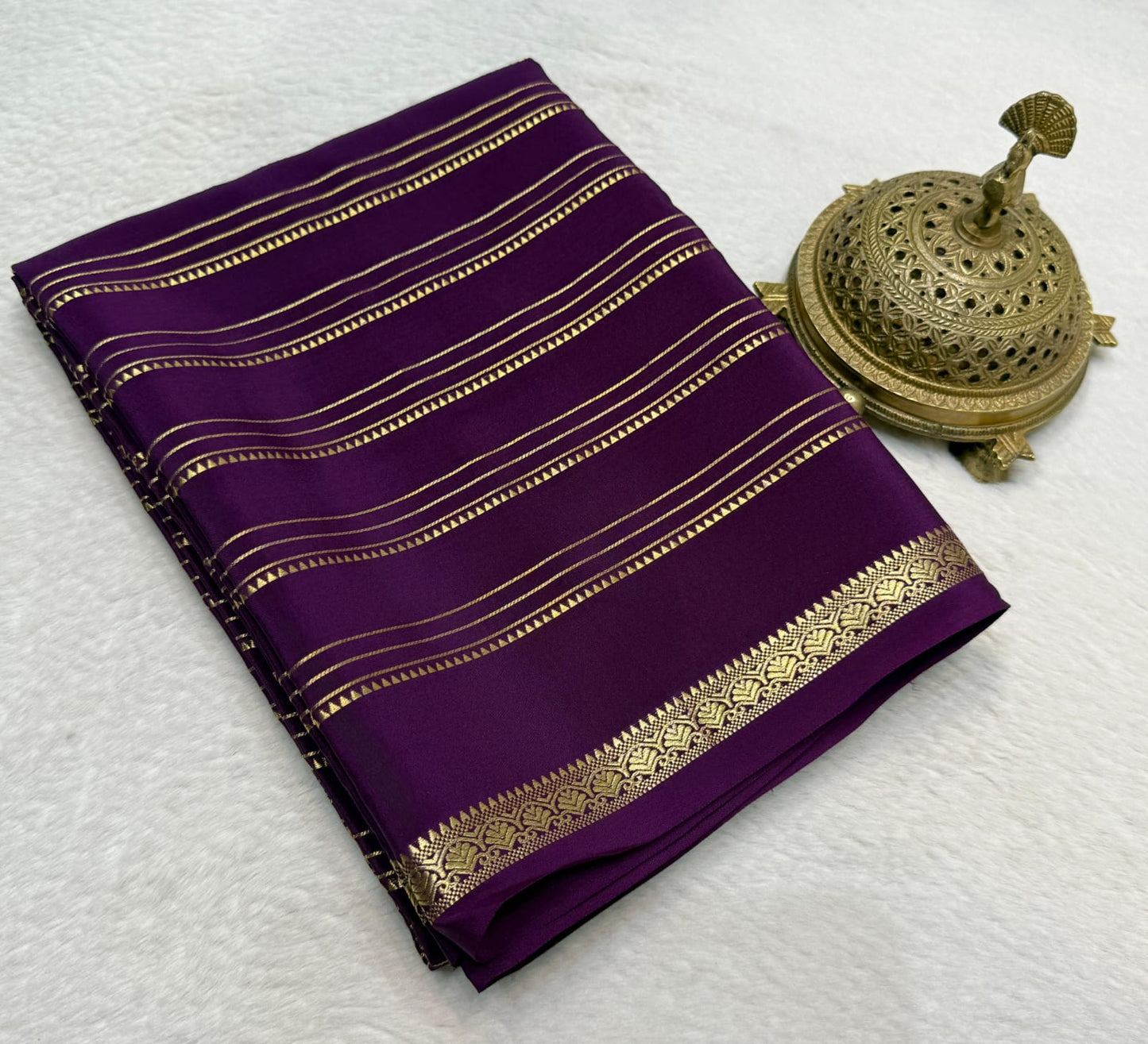 Pure mysore silk 120 gram zari lined saree