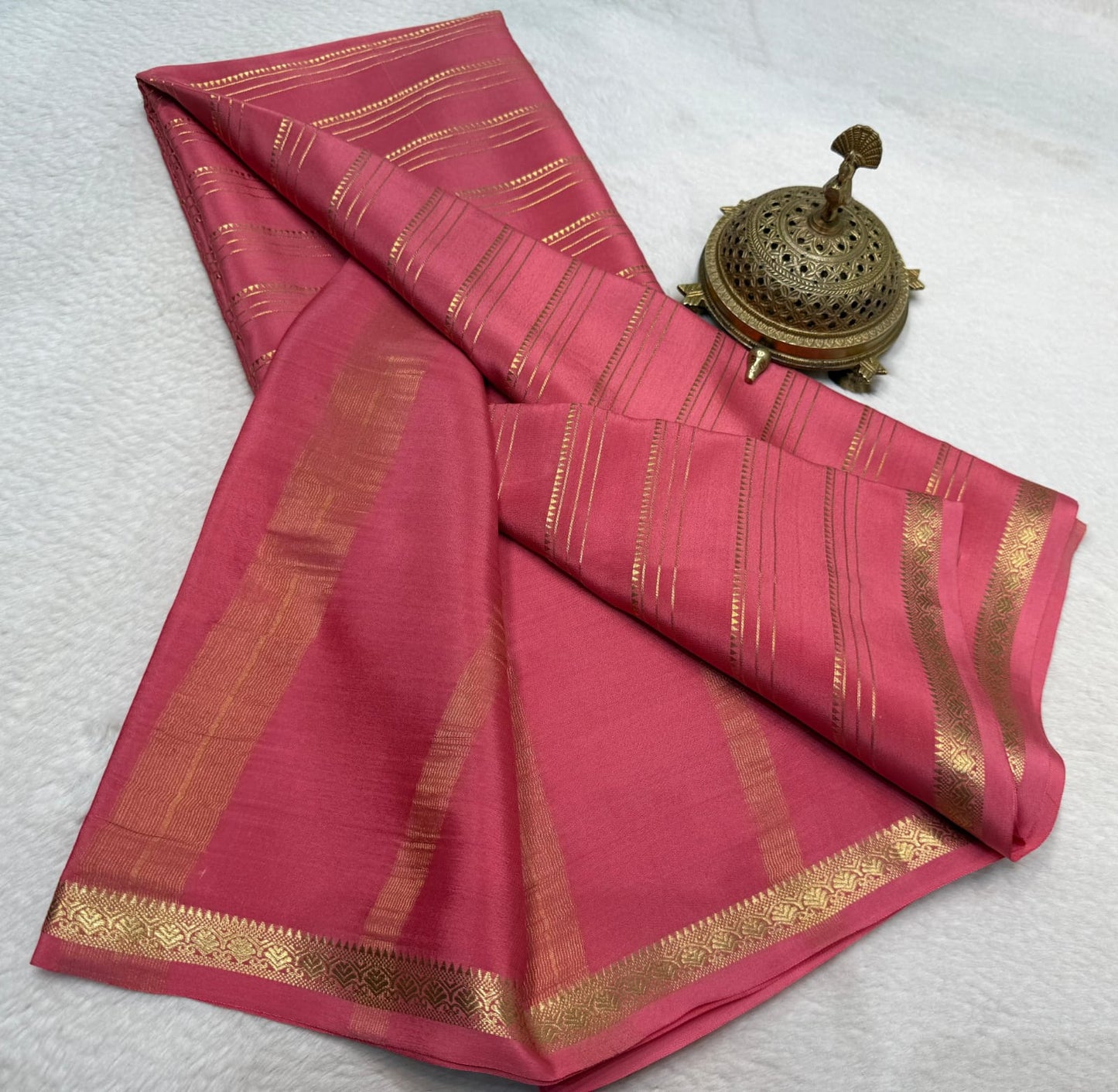 Pure mysore silk 120 gram zari lined saree