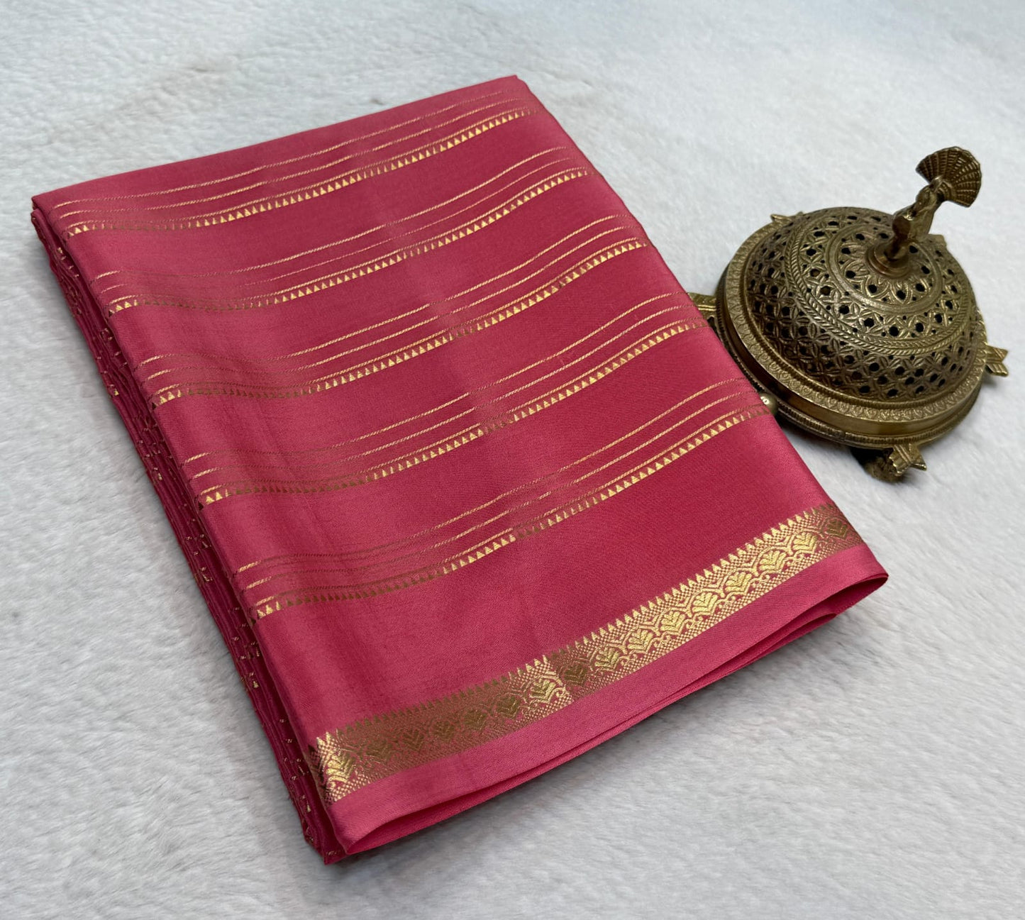 Pure mysore silk 120 gram zari lined saree